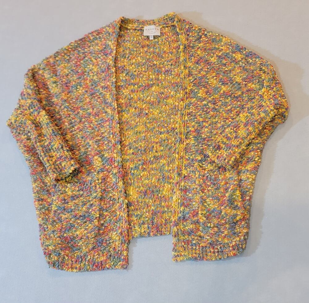 Hayden Los Angeles Sherbet Multi-Color Nubby/Popcorn Soft Knit Cardigan - S/M